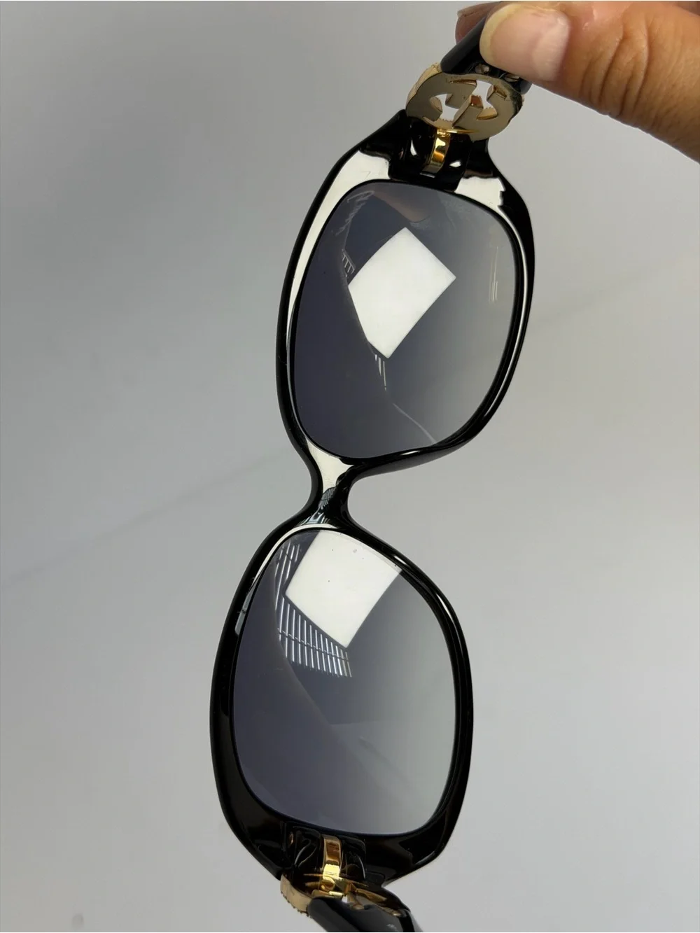 Gucci GG3578/S Black Gold Crystal GG Logo Oversized Sunglasses Italy